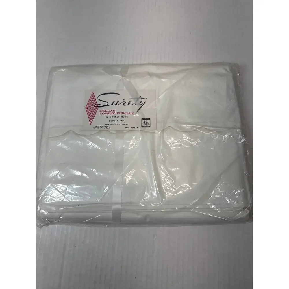 Serenity Surety 100% Cotton Percale Flat Double‎ Full 81x108 Made in USA